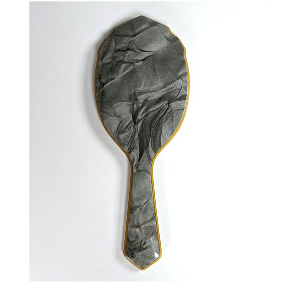 Antique Celluloid Gray Pearlized Beveled Hand Mirror Decor Primitive Art Deco - Picture 2 of 7